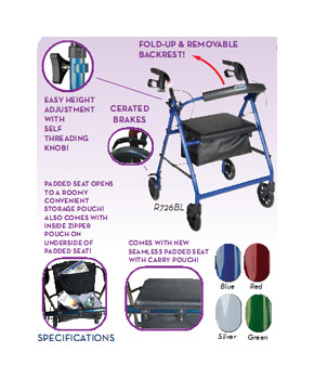 Aluminum Rollator, 6 inch Casters